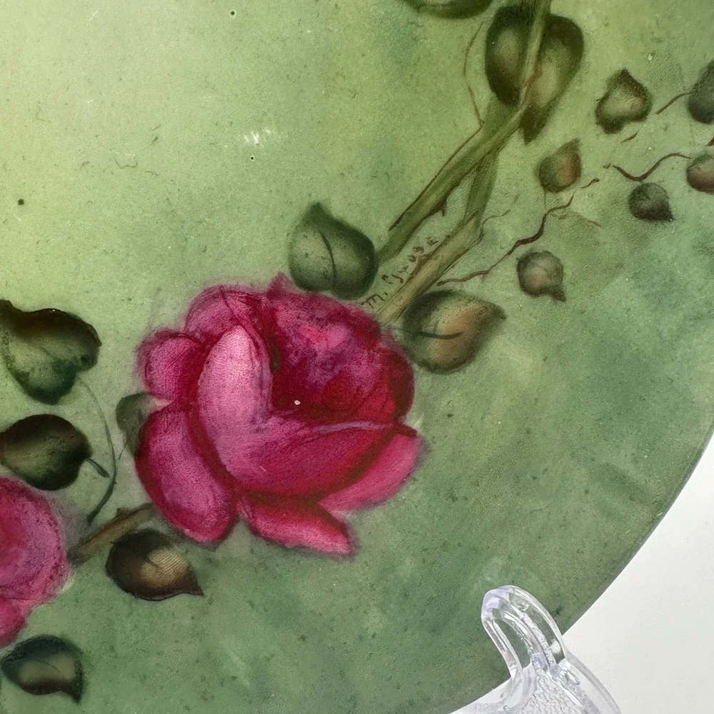 Bavaria Geo H Bowman Findlay Hand Painted Pink Rose Scalloped Plate M Grosse